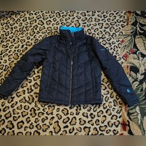 Vintage Columbia Converted Black Quilted Jacket with Blue Accents S